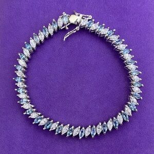 💛 Classic 925 Marquise Sapphire & CZ Tennis Bracelet